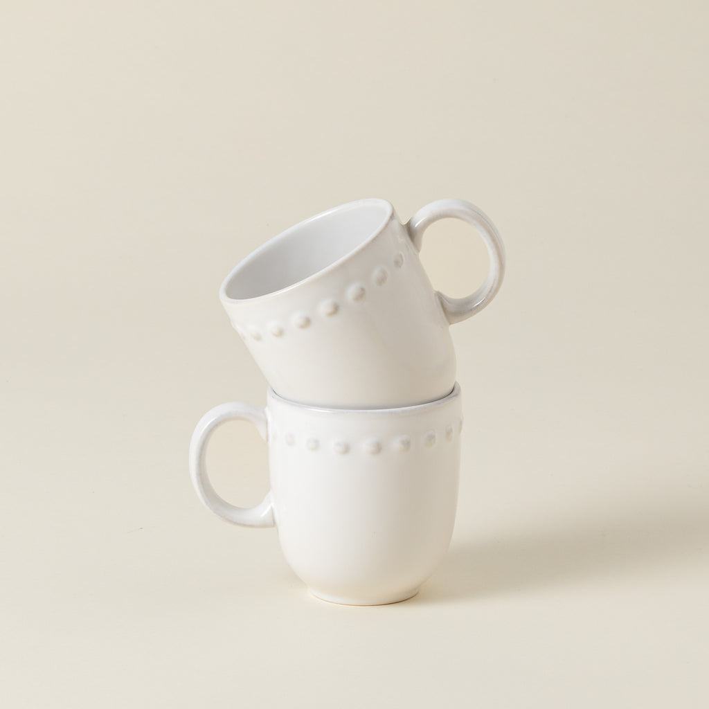 Pearl Collection Mugs in White, Set of 6