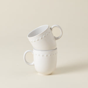 Pearl Collection Mugs in White, Set of 6