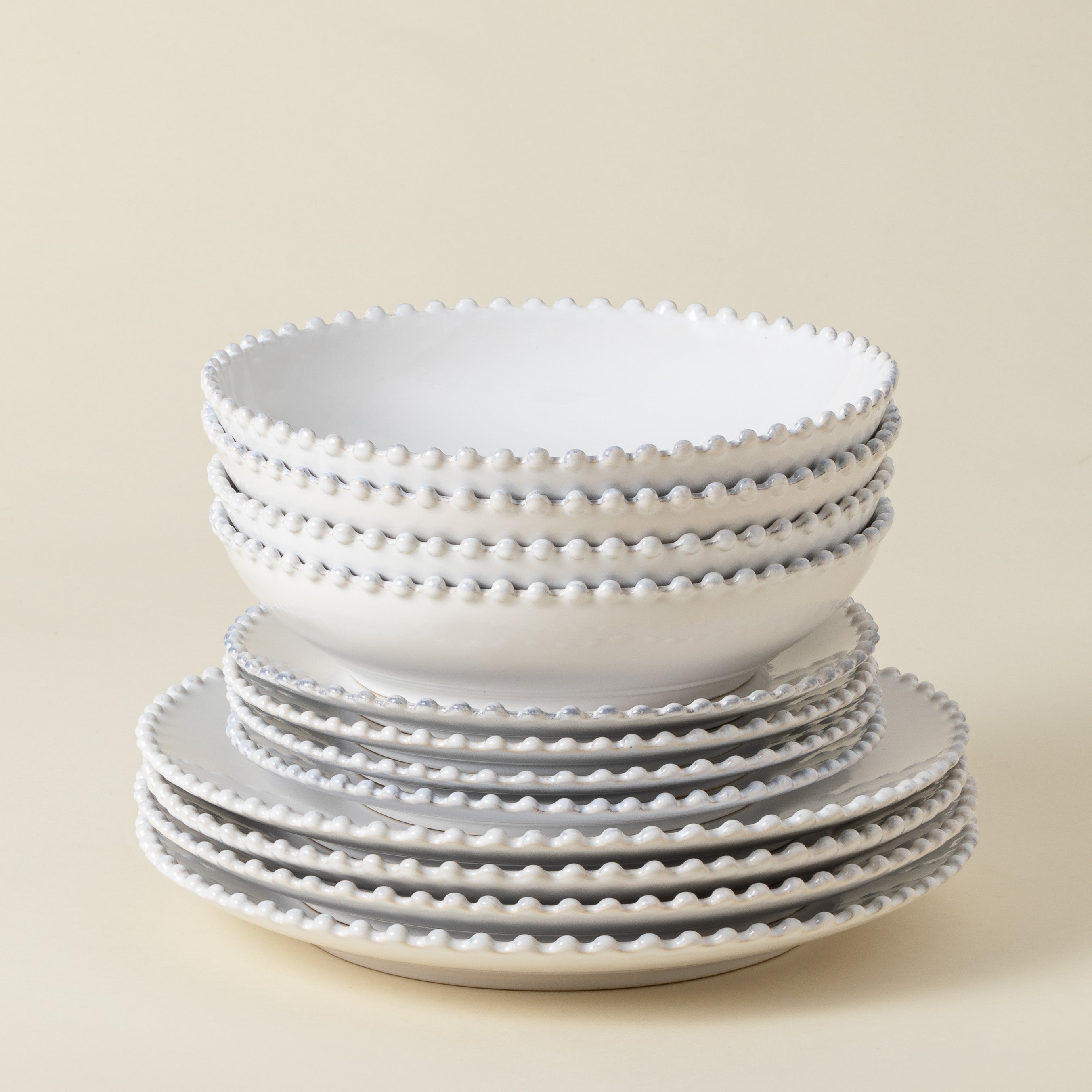 Pearl Collection 12-pc Place Setting with Pasta Bowl in White
