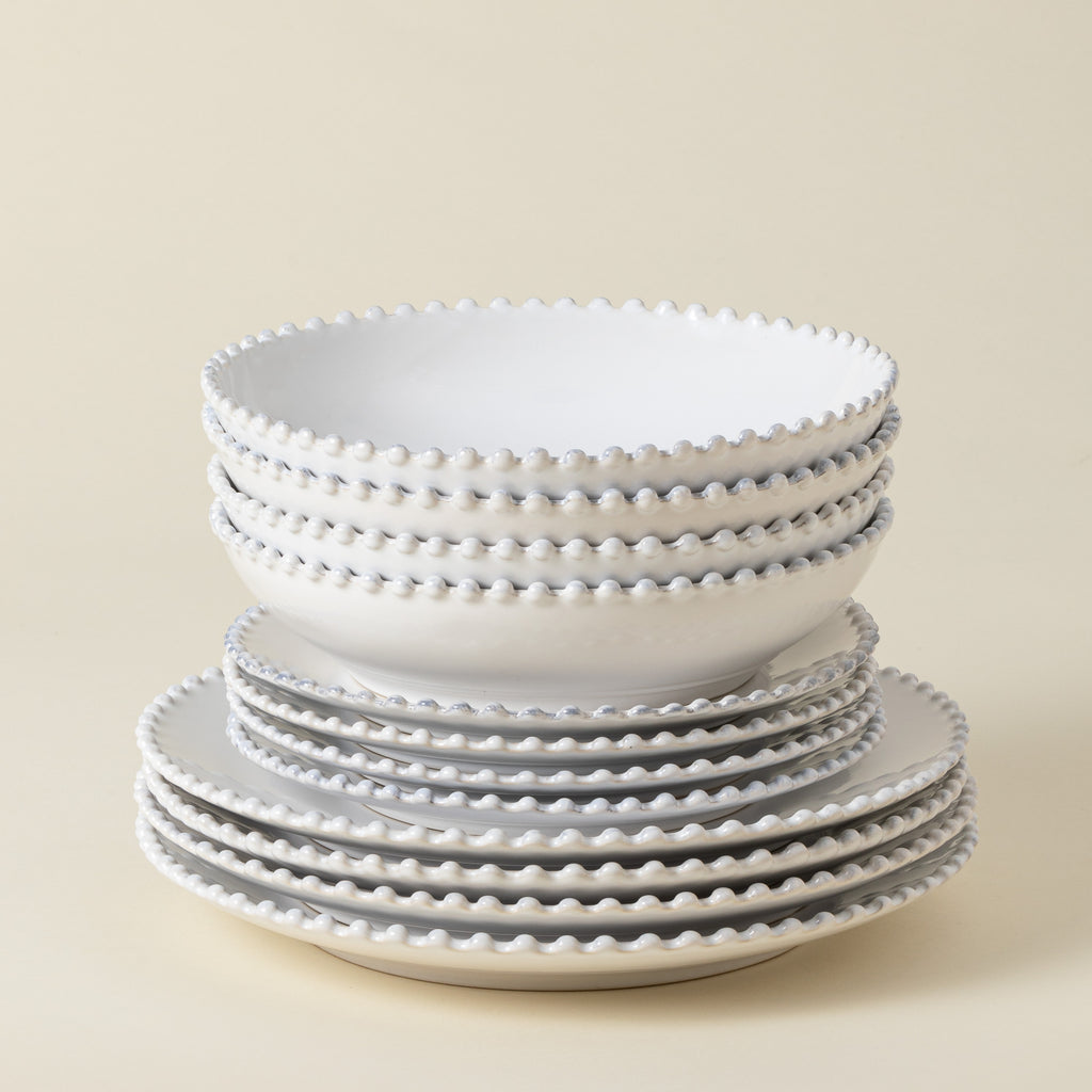 Pearl Collection 12-pc Place Setting with Pasta Bowl in White