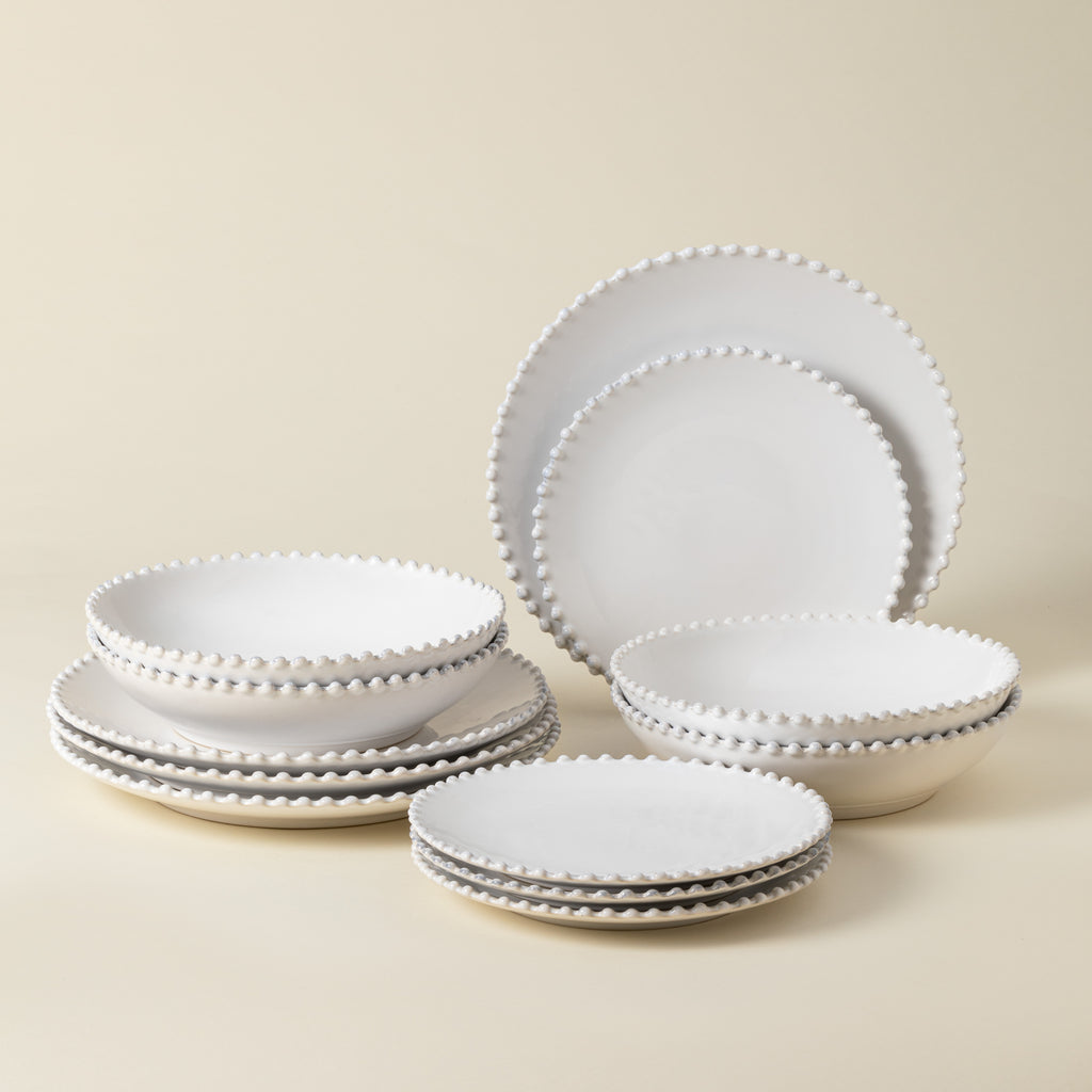Pearl Collection 12-pc Place Setting with Pasta Bowl in White