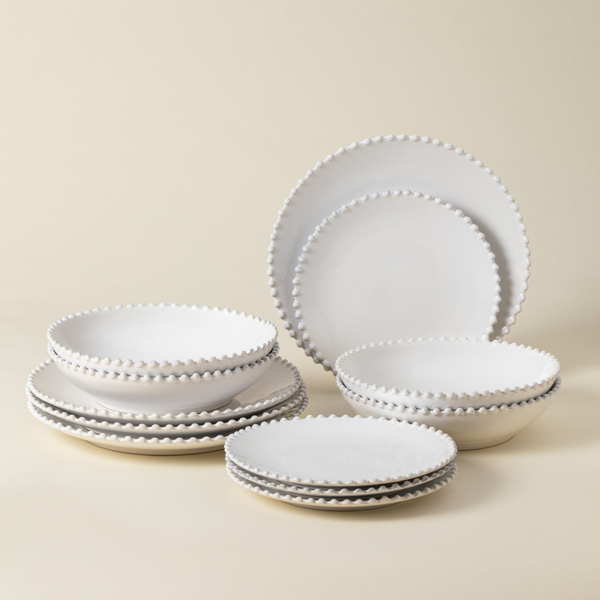 Pearl Collection 12-pc Place Setting with Pasta Bowl in White