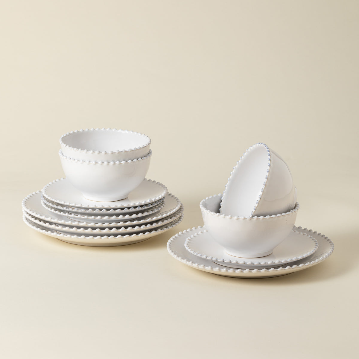 Pearl Collection 12-pc Place Setting with Cereal Bowl in White