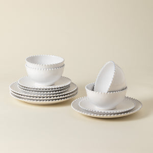 Pearl Collection 12-pc Place Setting with Cereal Bowl in White