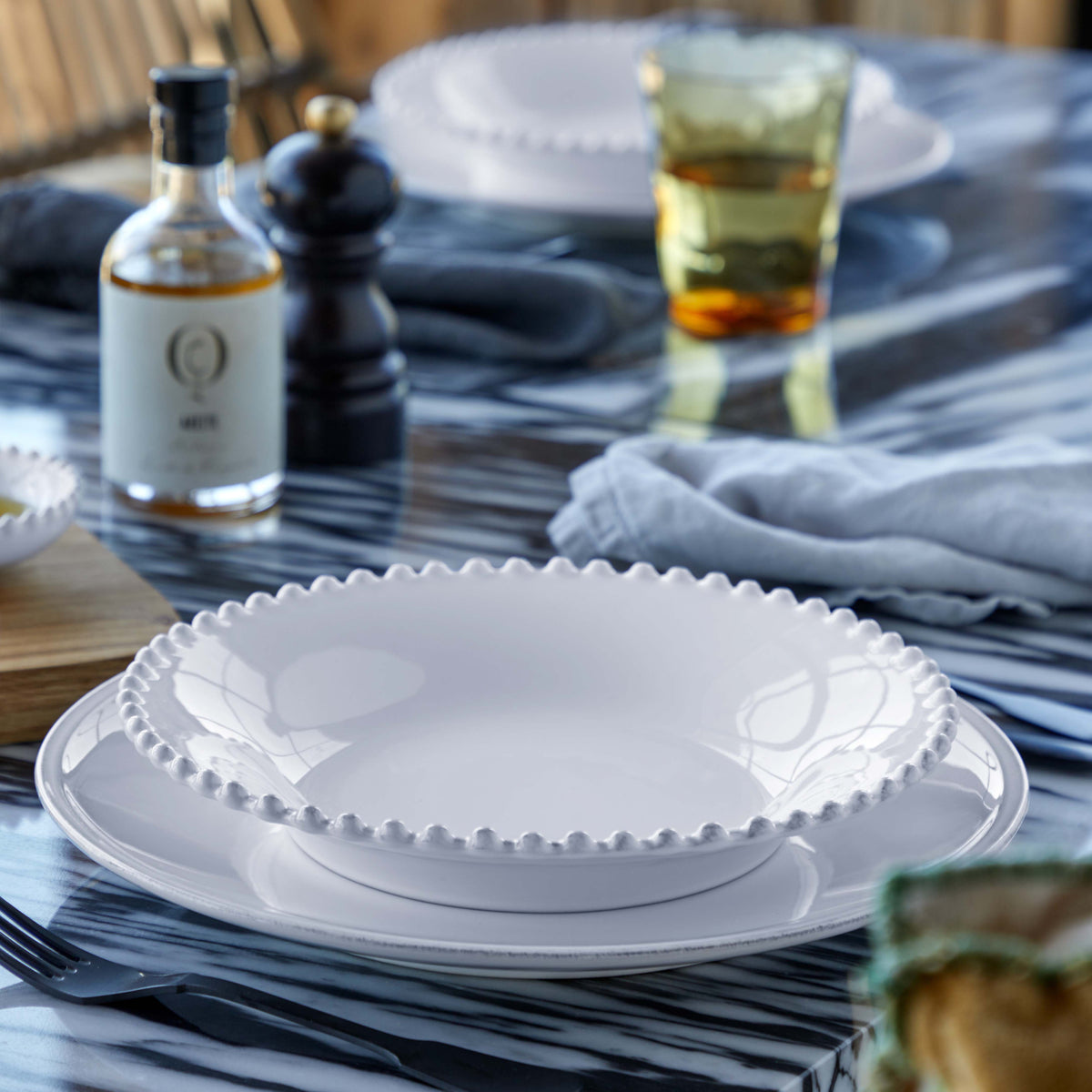 Pearl Collection Pasta Plates in White, Set of 6