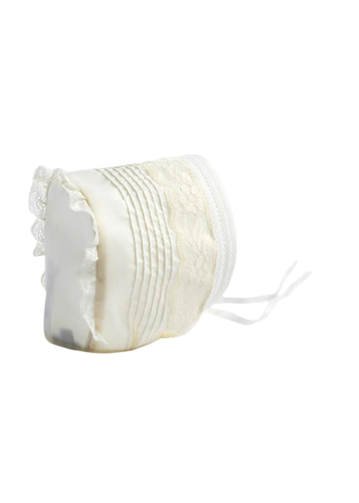 Cream Lace Christening Bonnet (3mths-2yrs) Accessories from Pepa London