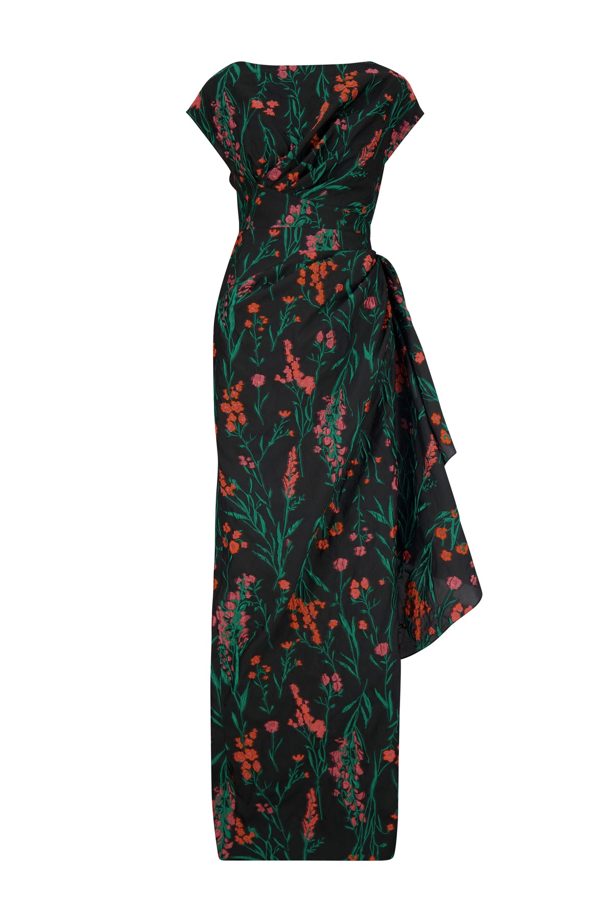 Floral Fil Coupe Florence Gown in Black Multi