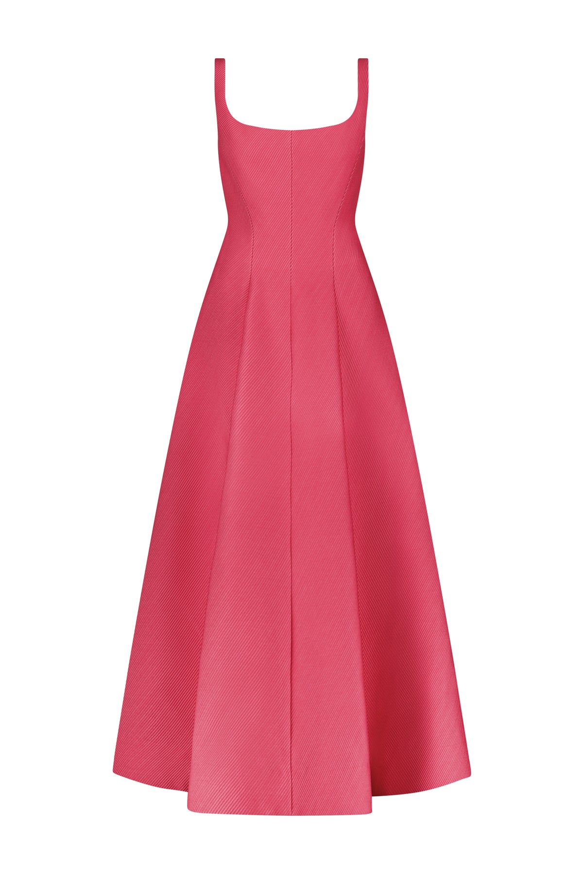 Textured Satin Seam Detail Scoop Neck Midi Dress in Berry