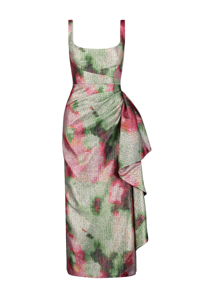 Watercolor Jaquard Scoop Neck Florence Sheath in Multi