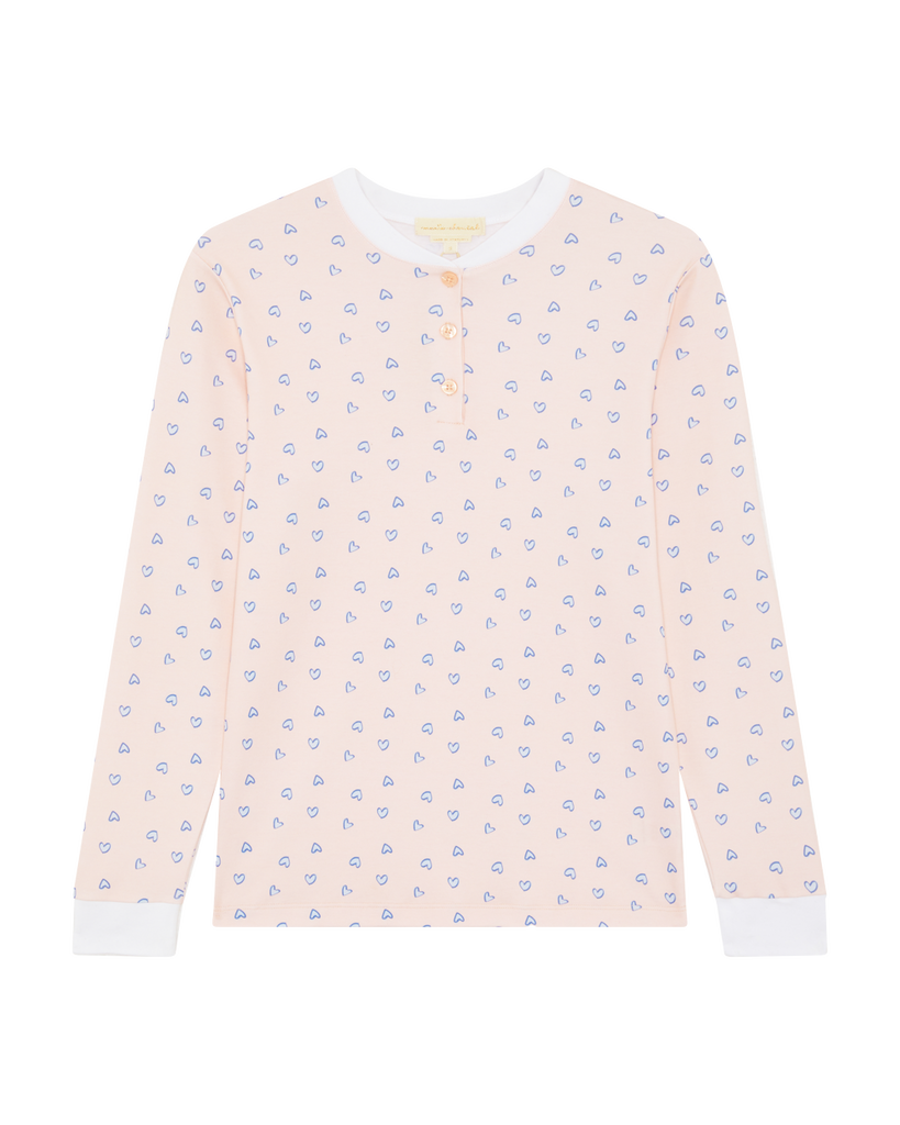Women's Love Heart Pajamas in Pink