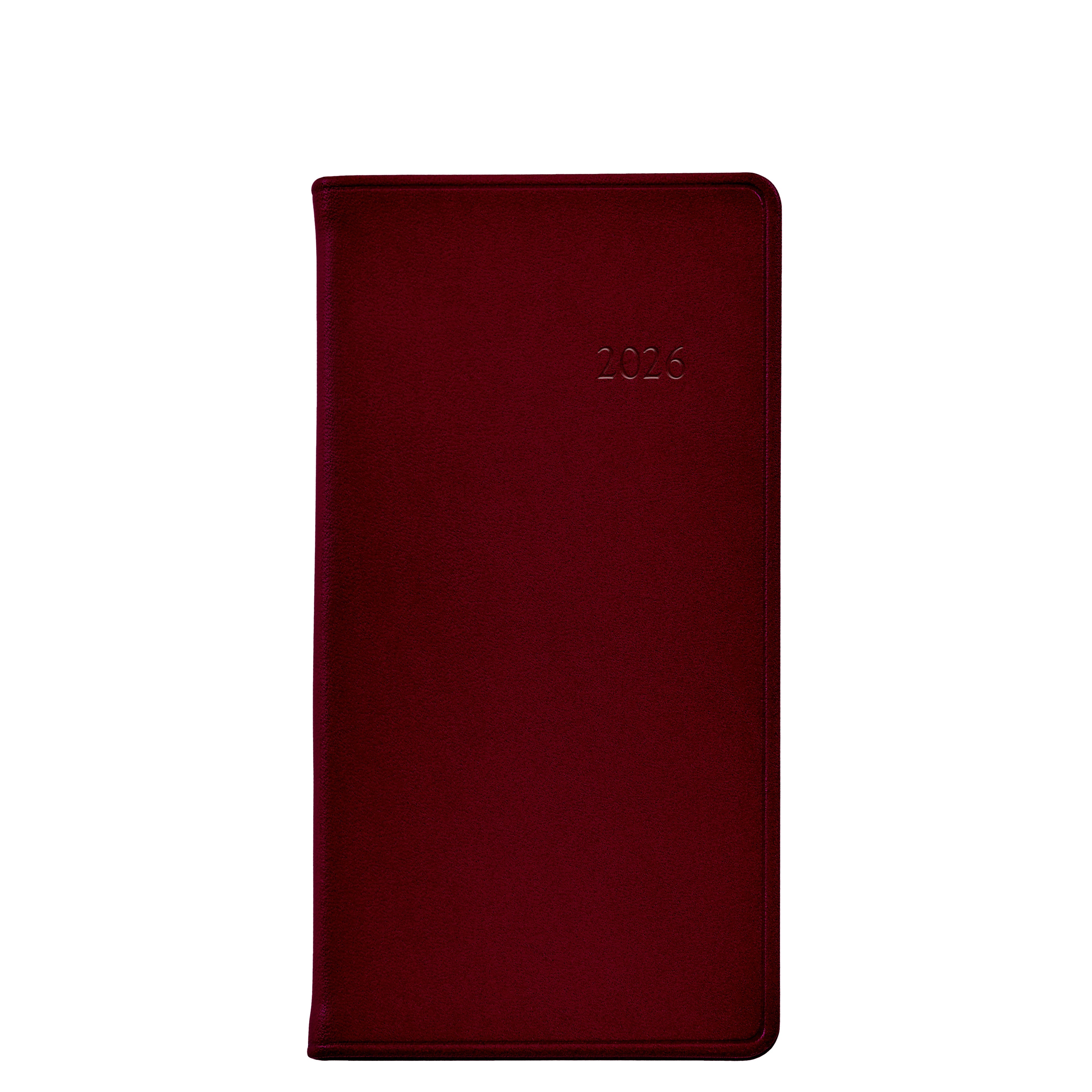 2026 6" Pocket Datebook in Bordeaux Traditional Leather