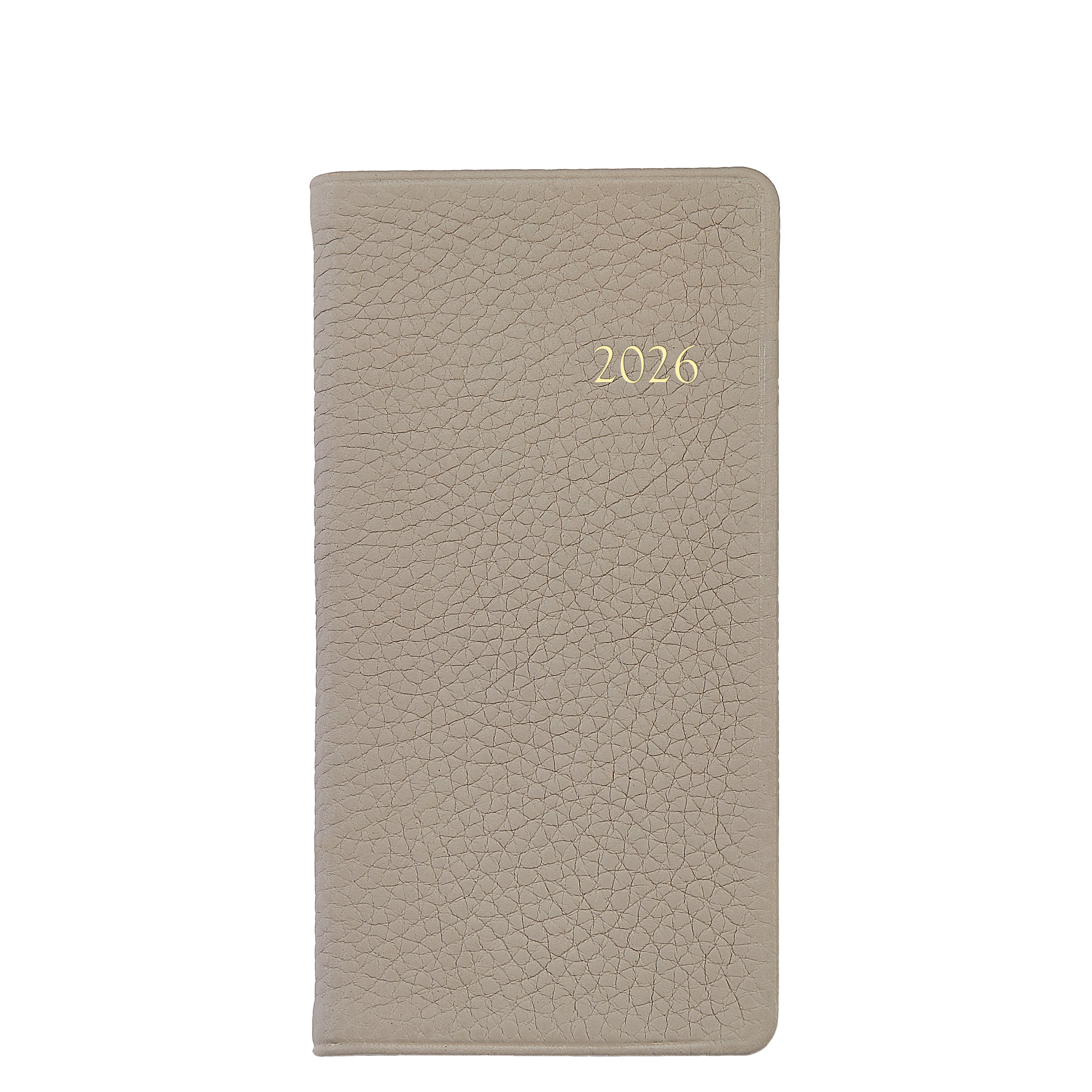 2026 6" Pocket Datebook in Beechwood Pebble Grain Leather