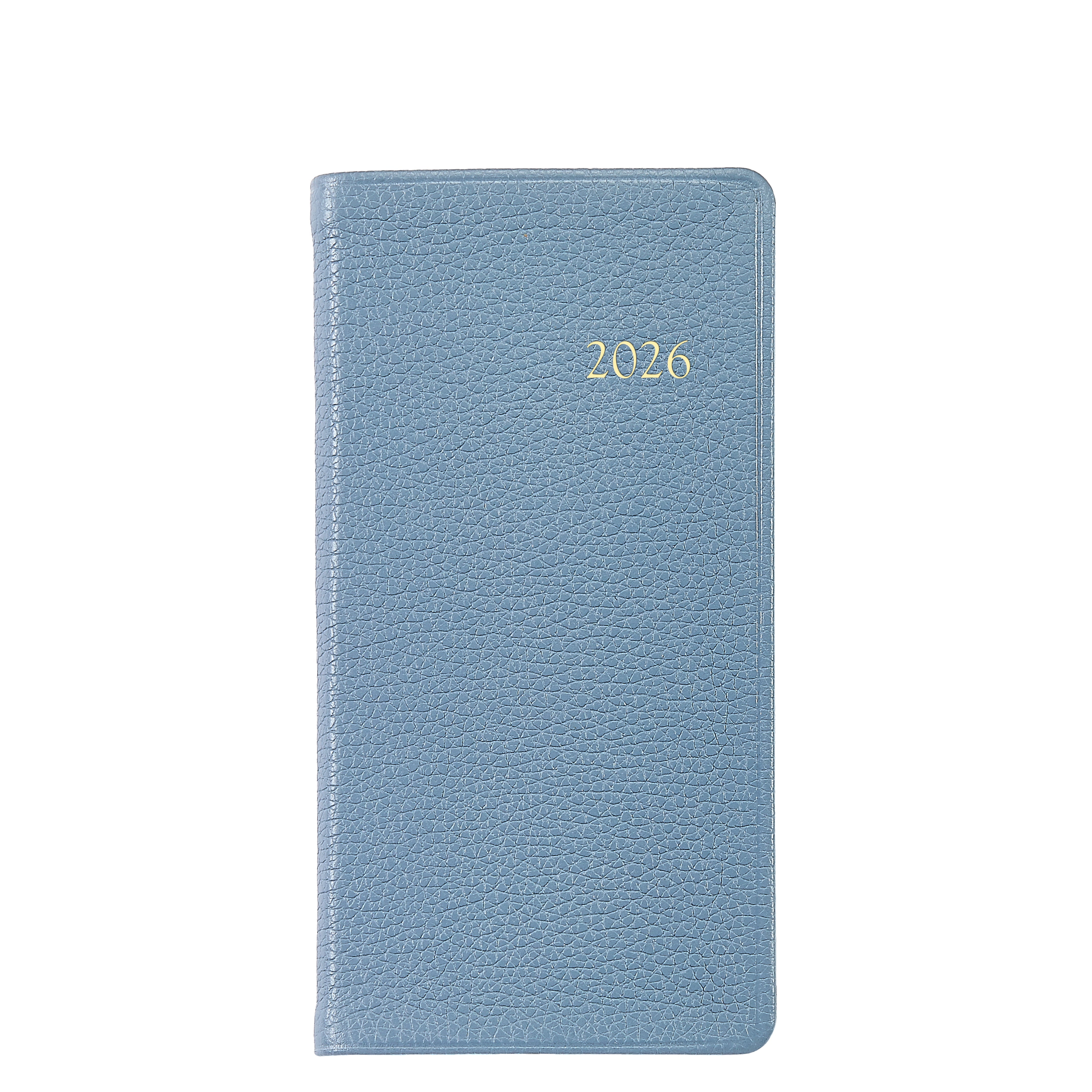 2026 6" Pocket Datebook in Slate Blue Pebble Grain Leather