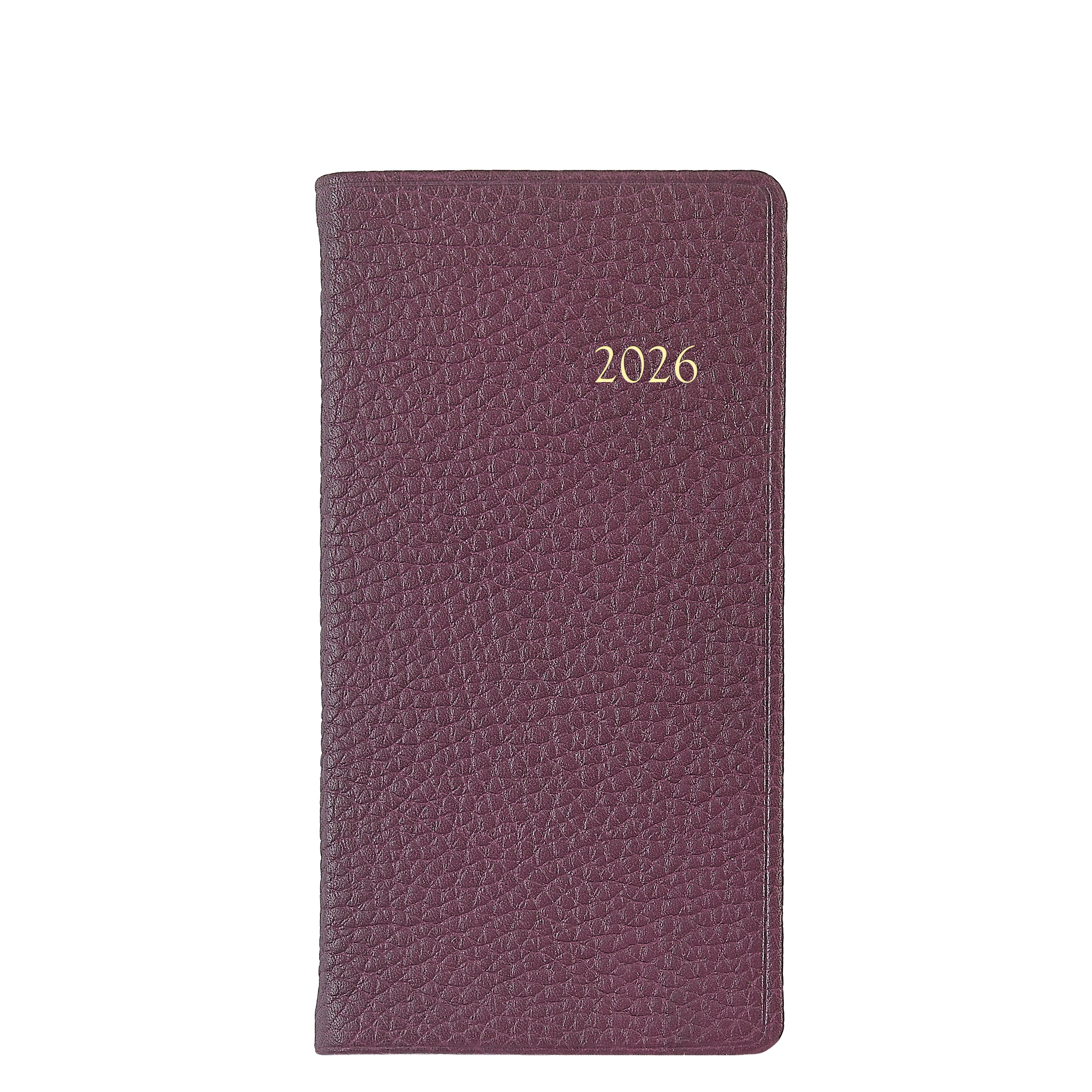 2026 6" Pocket Datebook in Wine Pebble Grain Leather