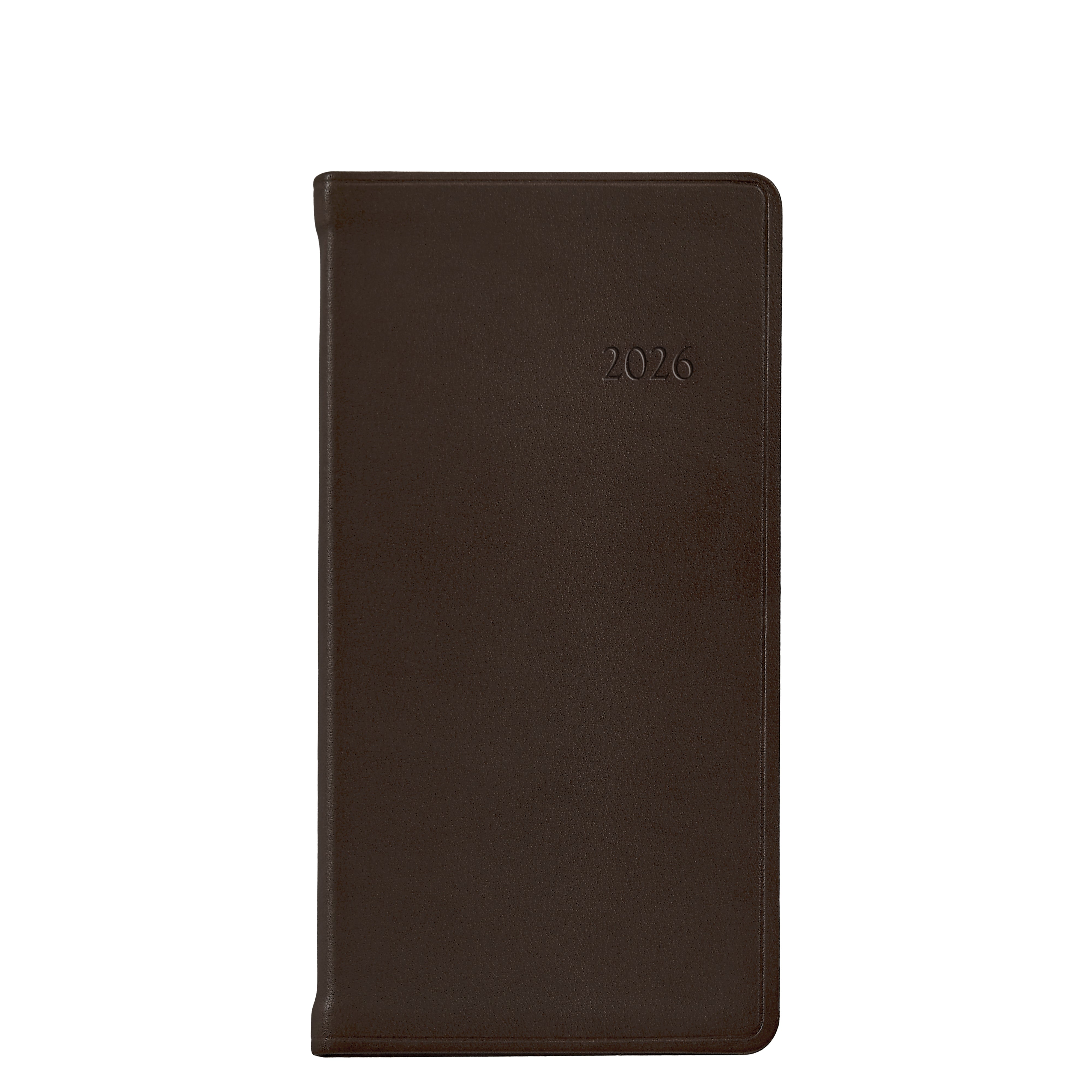 2026 6" Pocket Datebook in Brown Traditional Leather