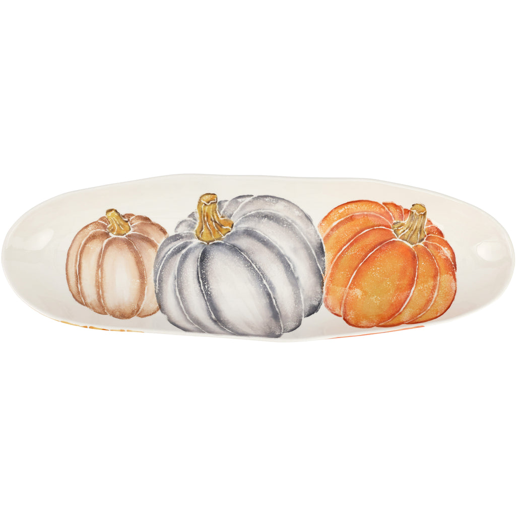 Pumpkins Narrow Oval Platter in Orange