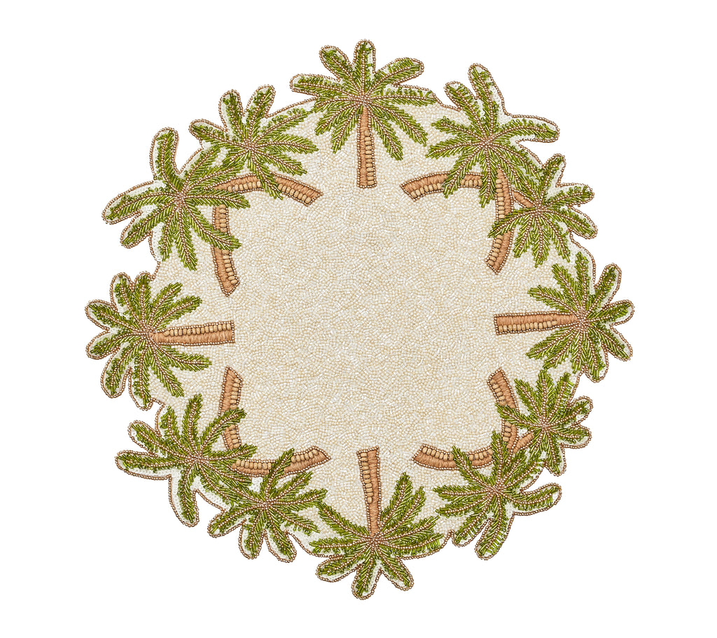 Oasis Placemat in Ivory, Green & Gold, Set of 2