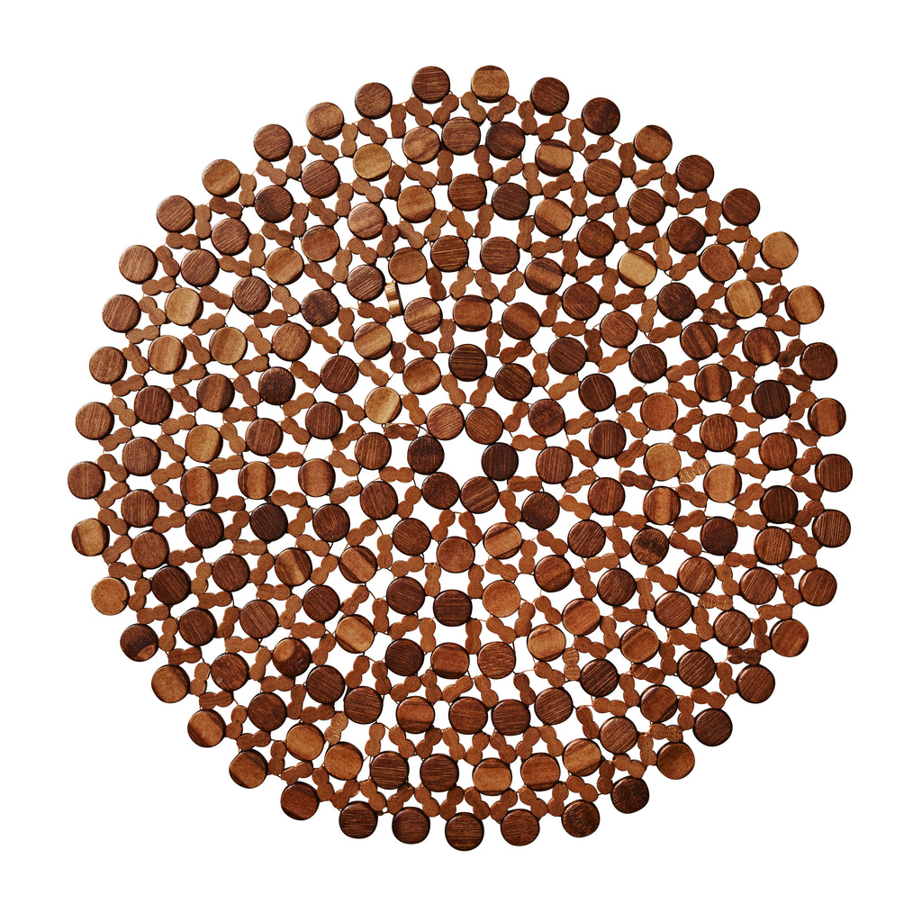 Round Bamboo Placemat in Brown, Set of 4