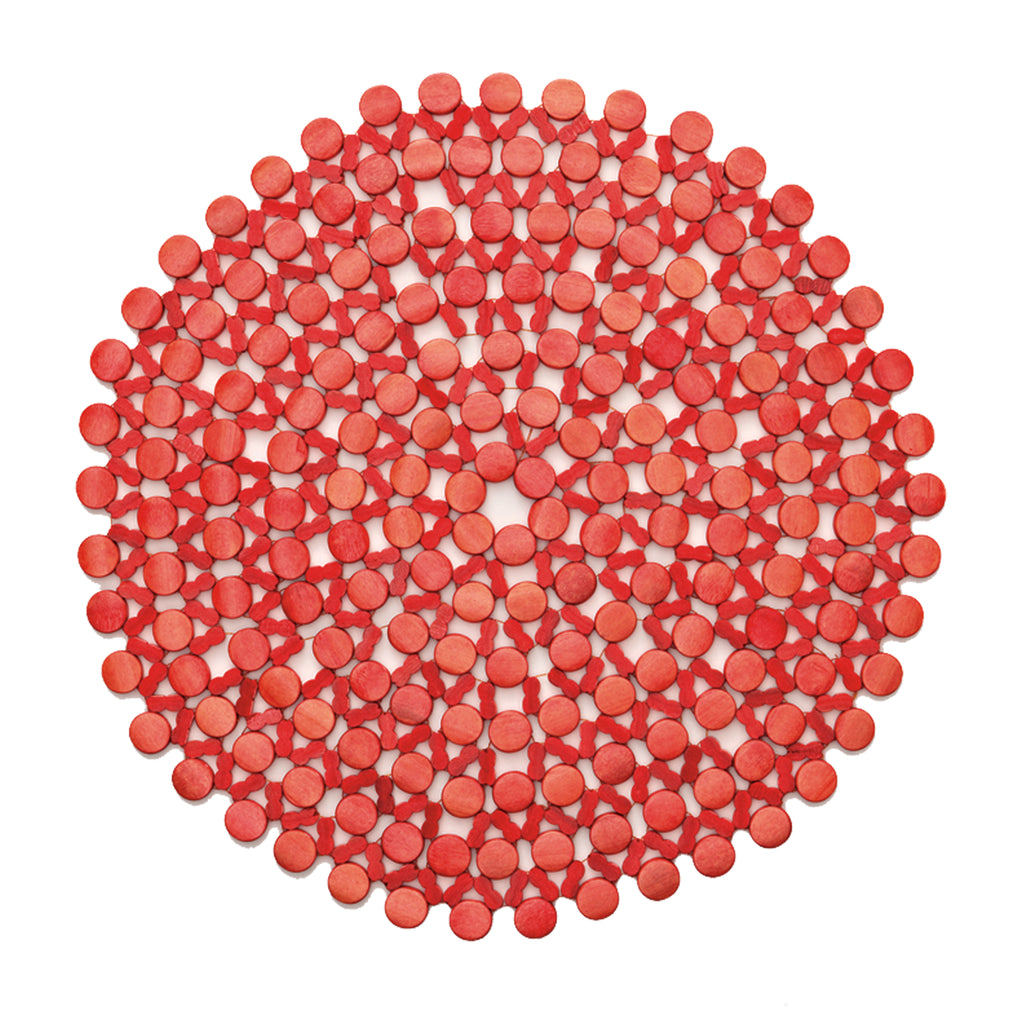Round Bamboo Placemats in Coral, Set of 4
