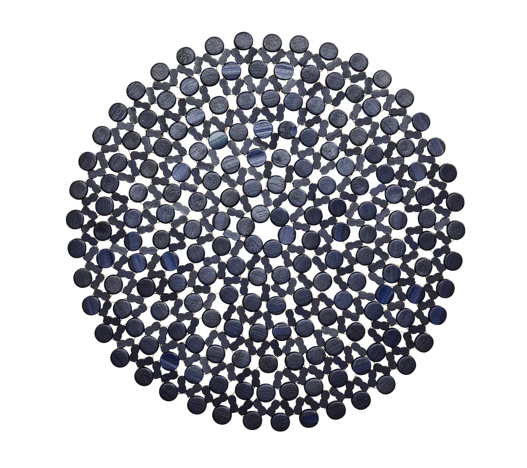 Round Bamboo Placemat in Navy Blue, Set of 4