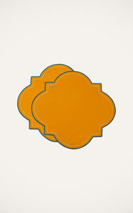 Medallion Placemats in Solid Yellow, Set of 2