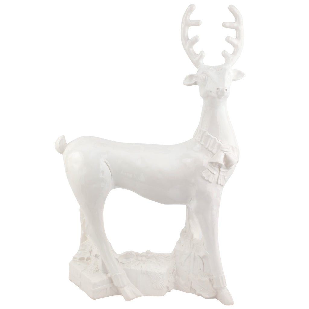 Pietra Natale Figural Deer Sculpture in White