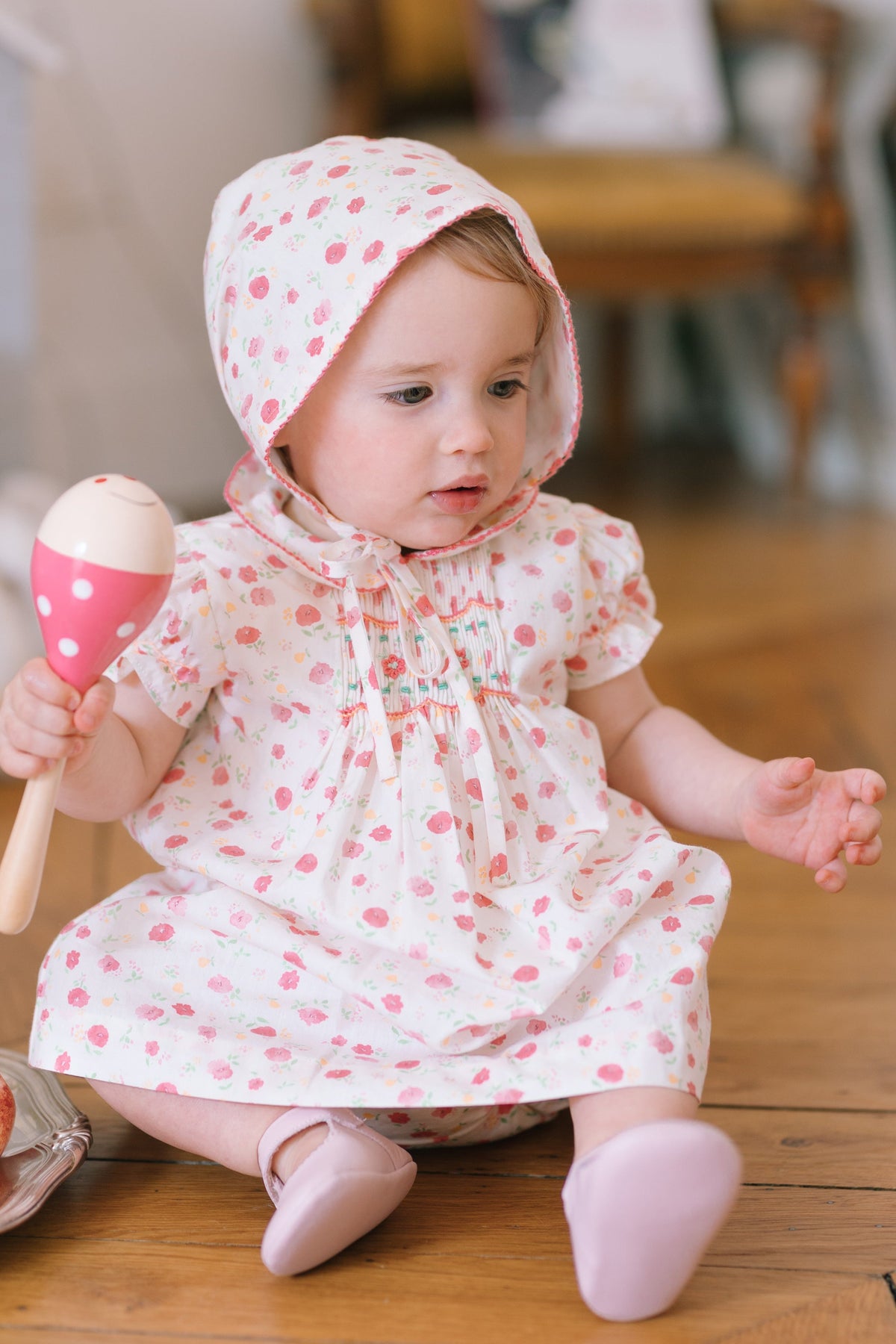 Poppy Pink Smocked Baby Set