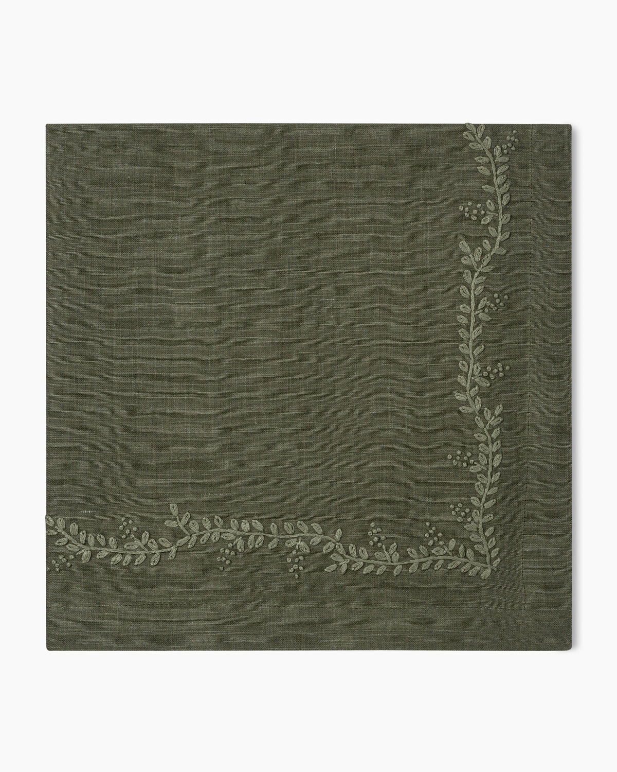 A Prism Vine Linen Dinner Napkin - 13 Colors by Henry Handwork, a table linen with a floral pattern.