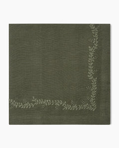A Prism Vine Linen Dinner Napkin - 13 Colors by Henry Handwork, a table linen with a floral pattern.