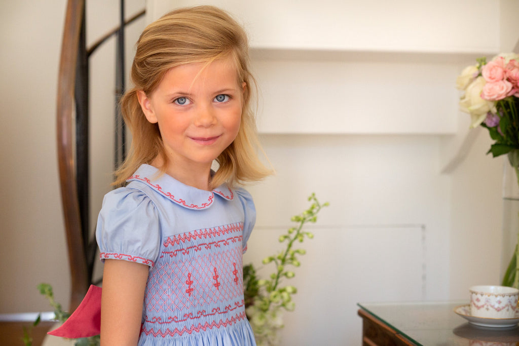 Princess Charlotte Heirloom Blue Smocked Dress