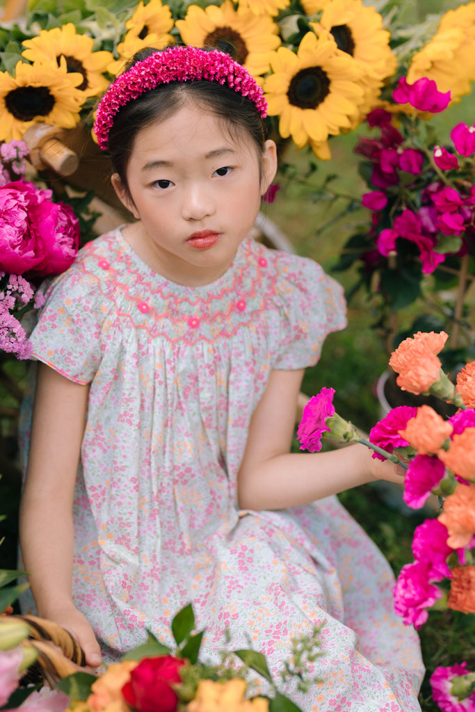 Prune Floral Frills Bishop Dress