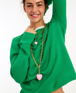 The Puffy Heart Necklace in Pink