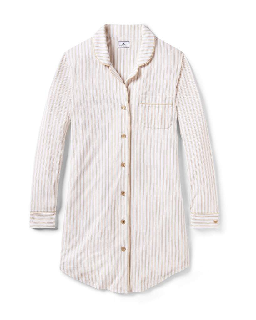 Women’s Pima Nightshirt in Camel Ticking