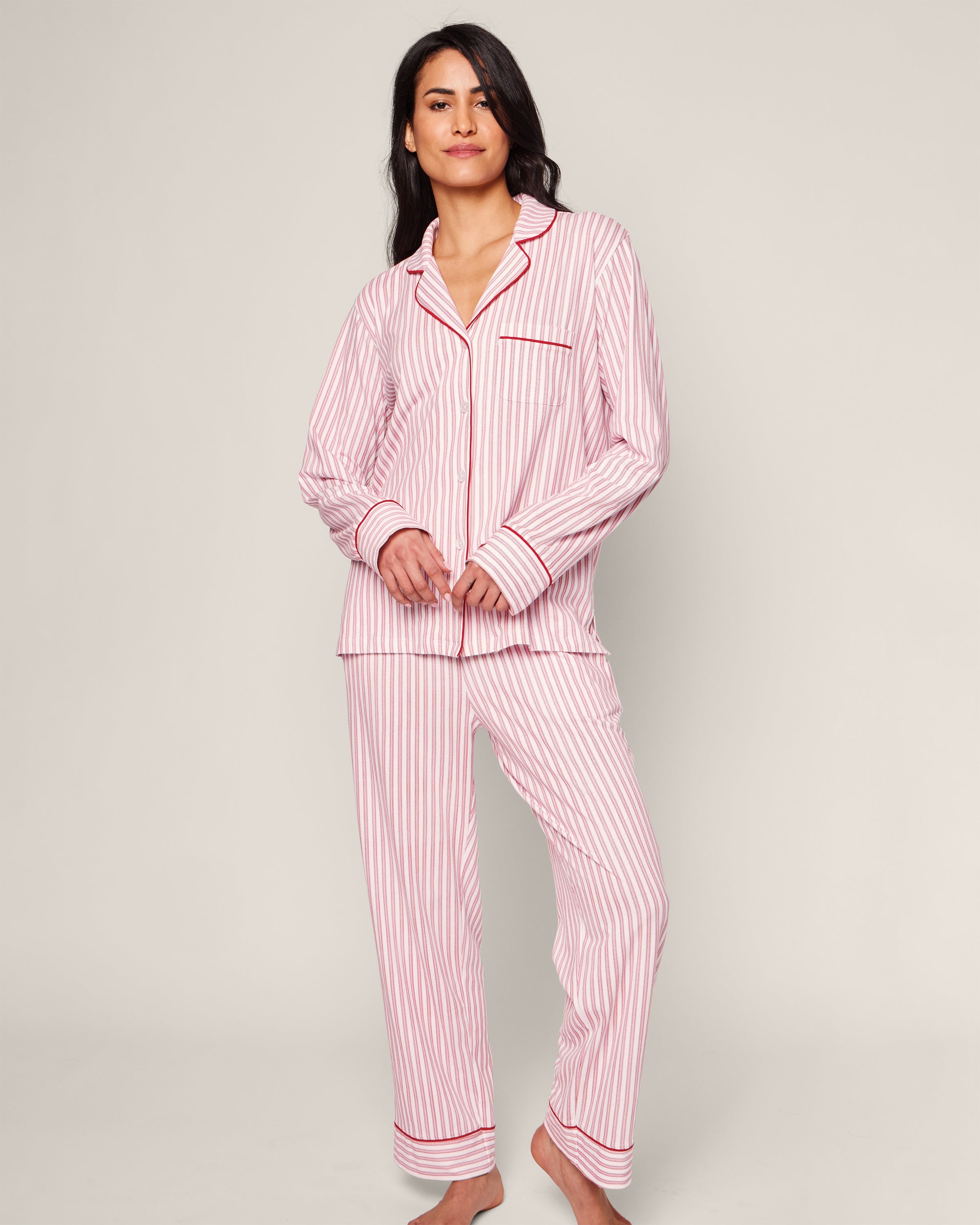 Women’s Pima Pajama Set in Antique Red Ticking