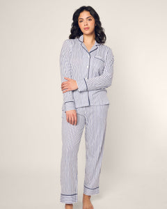 Women’s Pima Pajama Set in Navy French Ticking