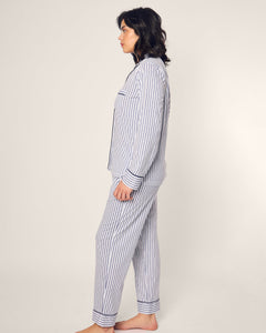 Women’s Pima Pajama Set in Navy French Ticking