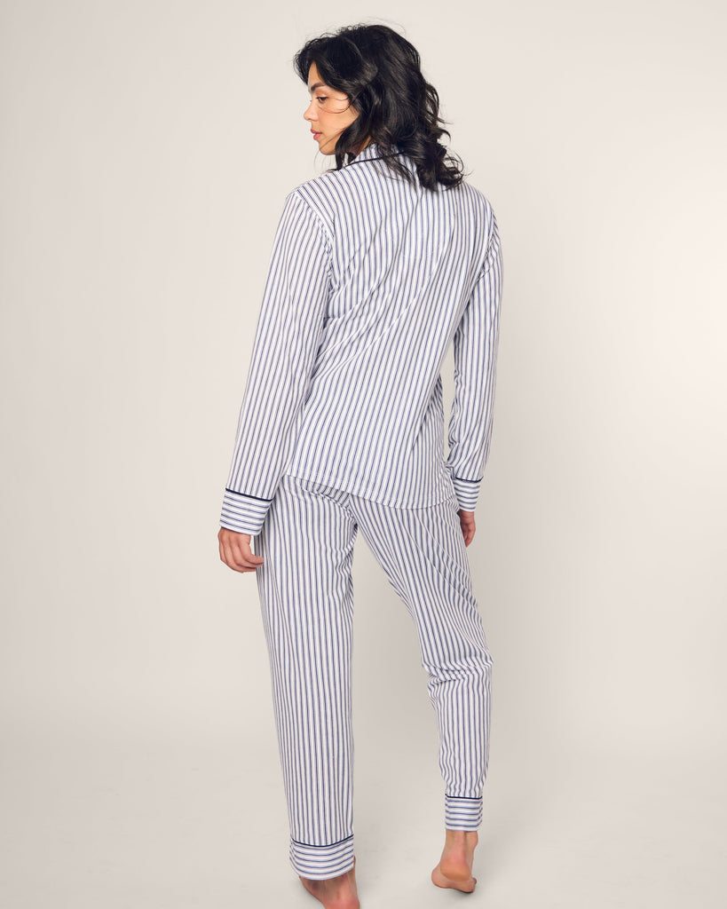 Women’s Pima Pajama Set in Navy French Ticking