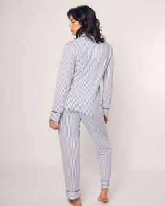 Women’s Pima Pajama Set in Navy French Ticking