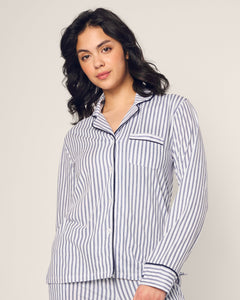 Women’s Pima Pajama Set in Navy French Ticking