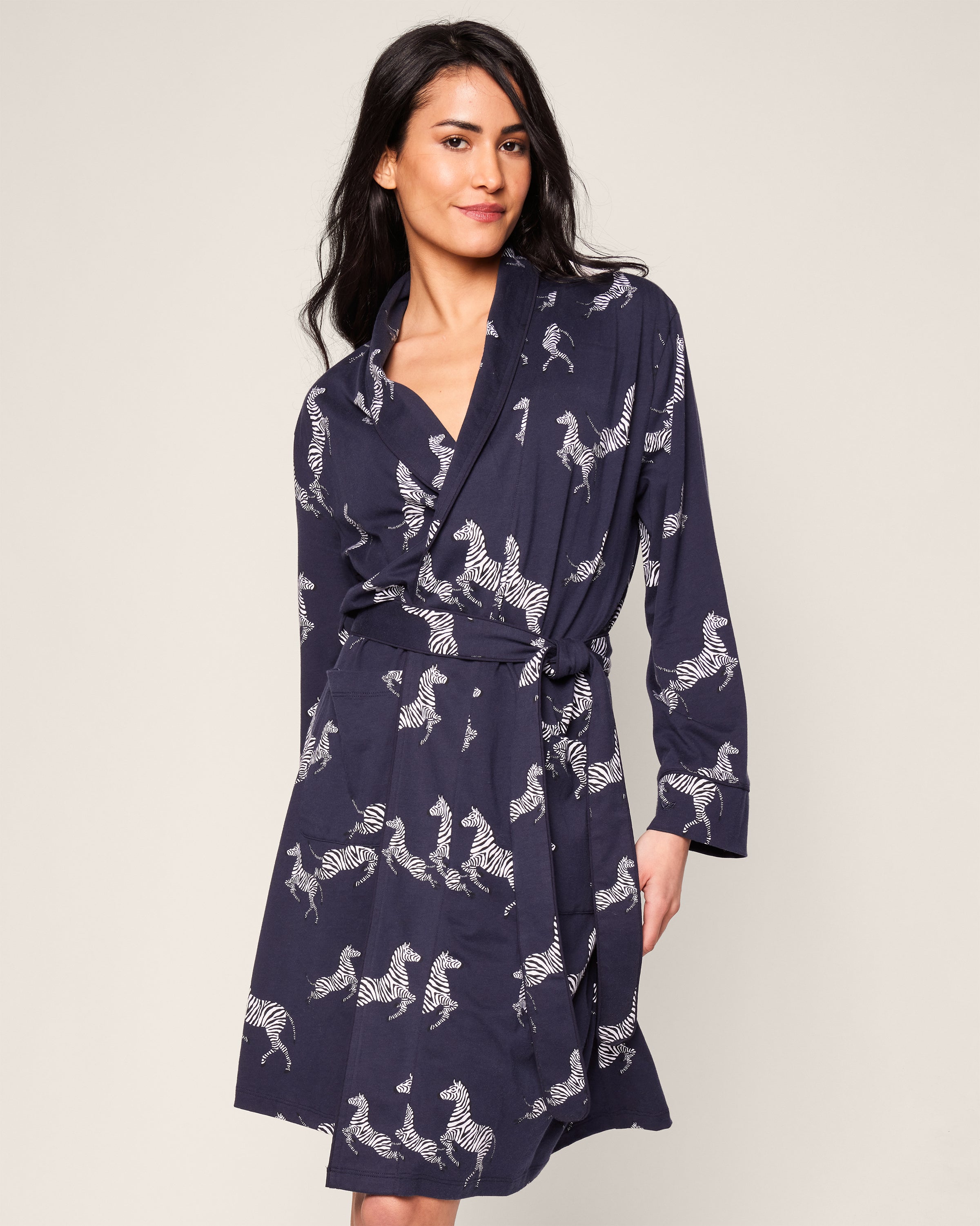 Women’s Pima Robe in Zèbre de Nuit