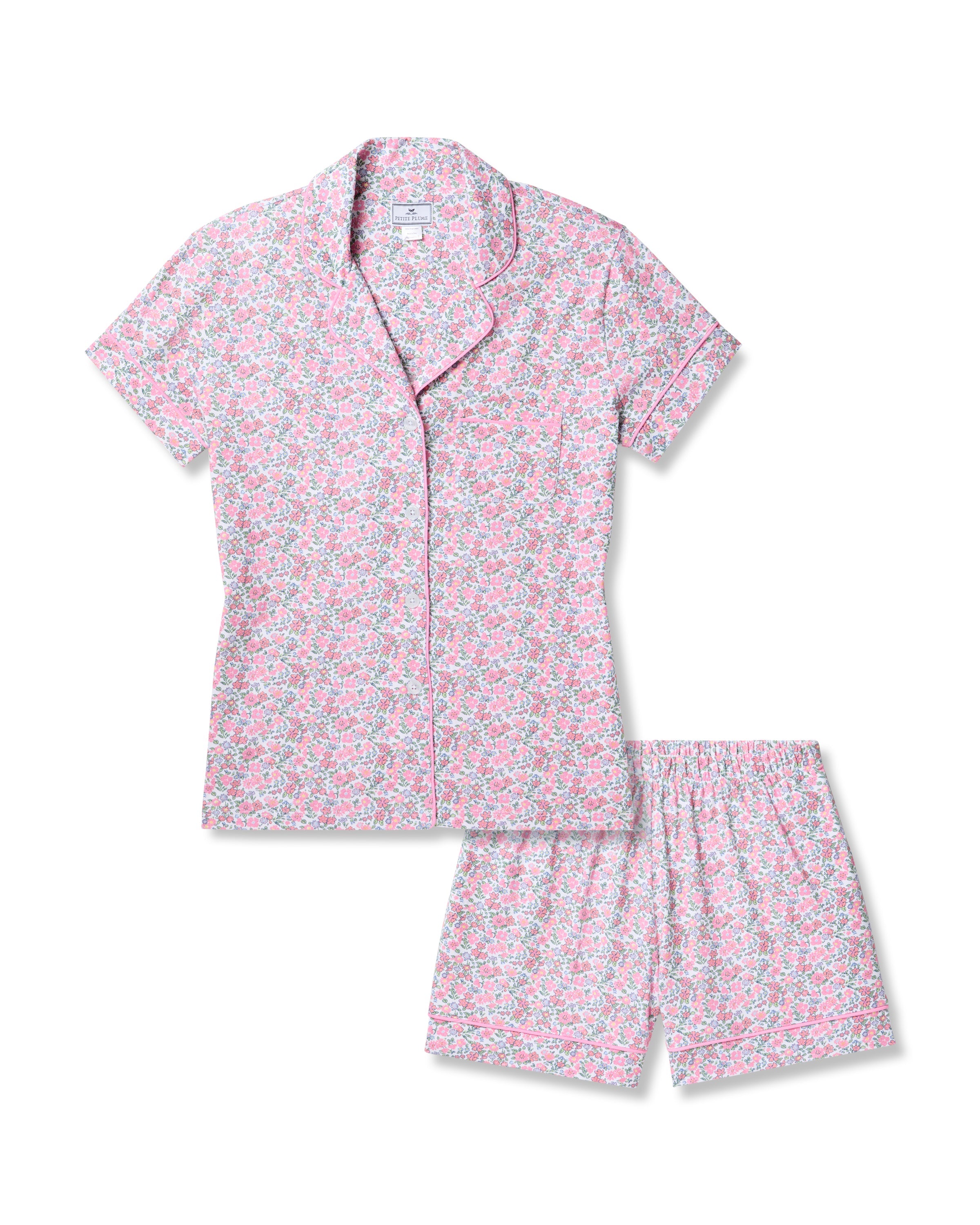 Women’s Pima Short Sleeve Short Set in Fleurs de Rose