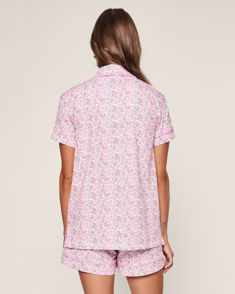 Women’s Pima Short Sleeve Short Set in Fleurs de Rose
