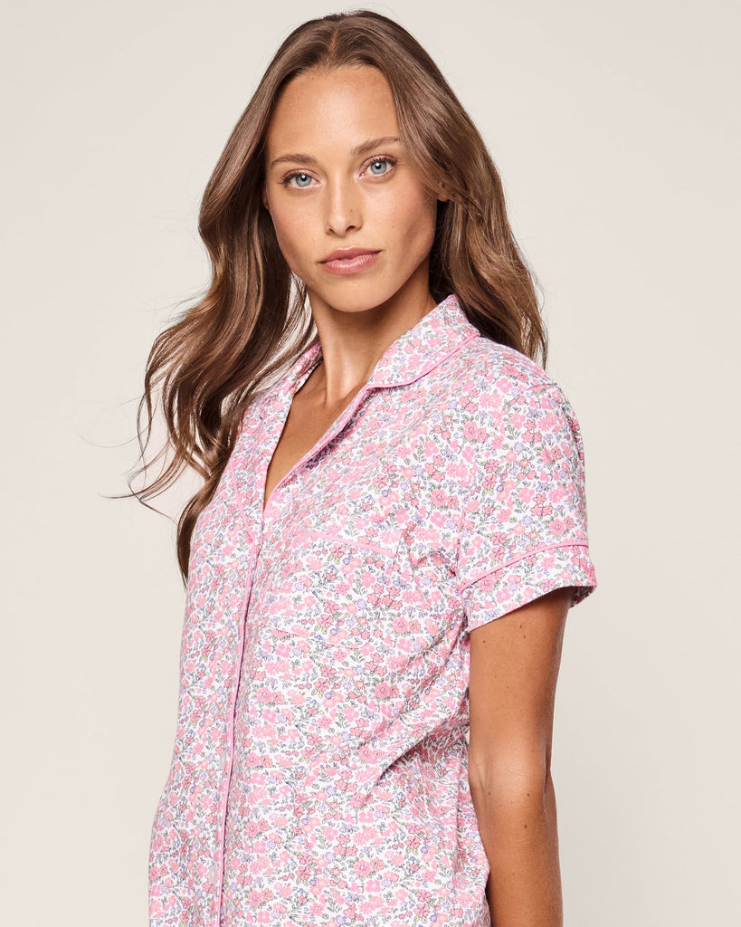 Women’s Pima Short Sleeve Short Set in Fleurs de Rose
