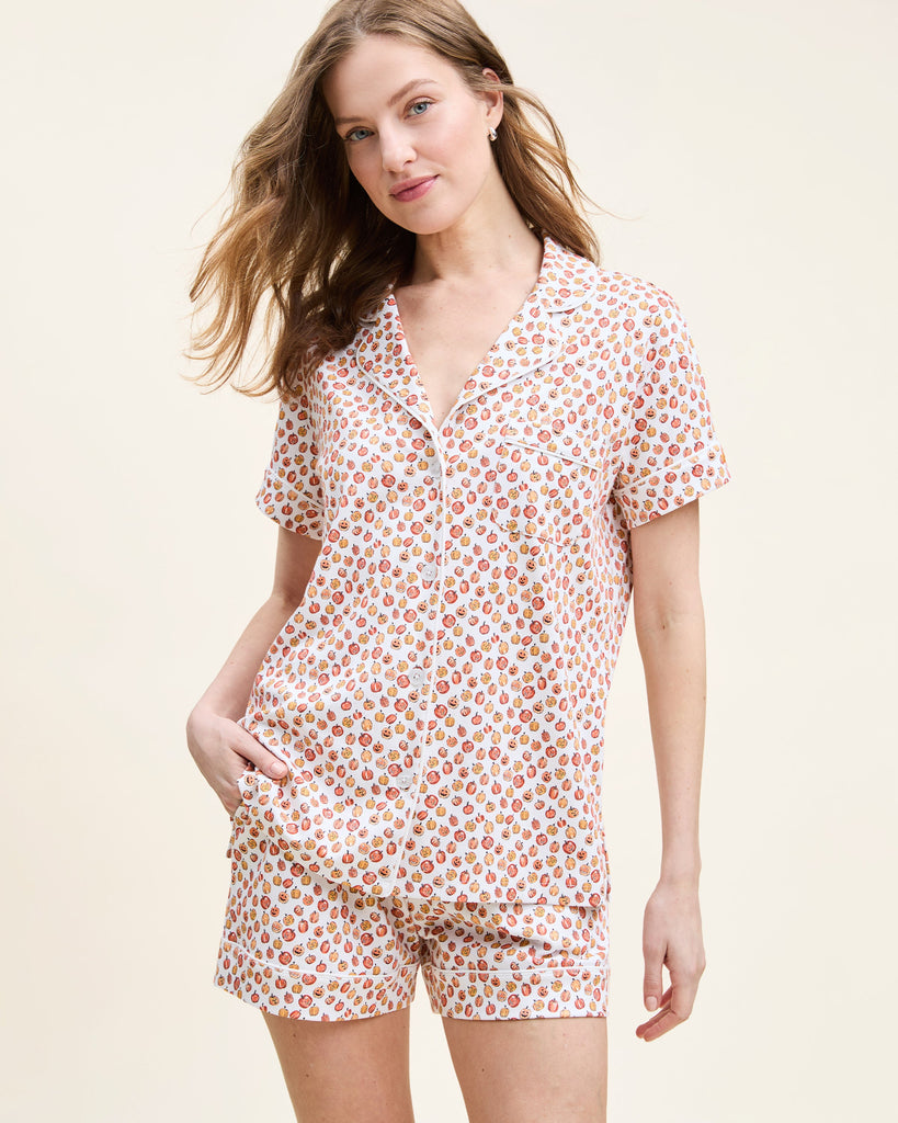 Women’s Pima Short Sleeve Short Set in Pumpkin Patch