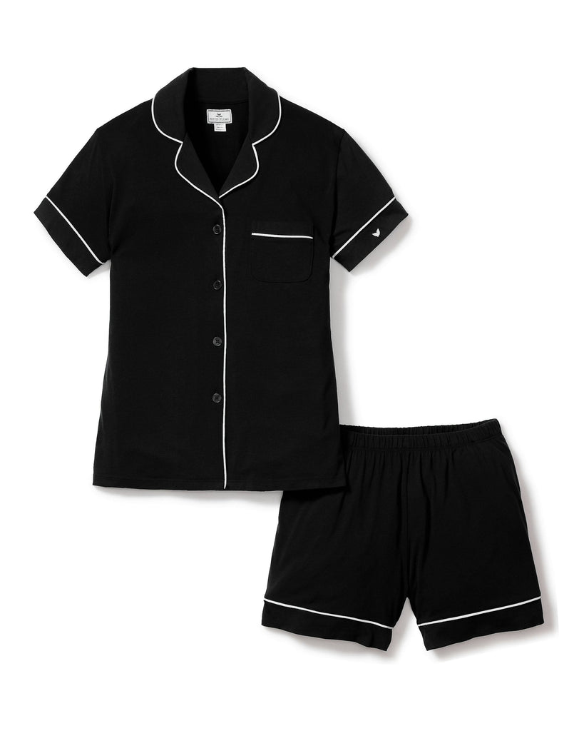 Women’s Pima Short Sleeve Short Set in Black