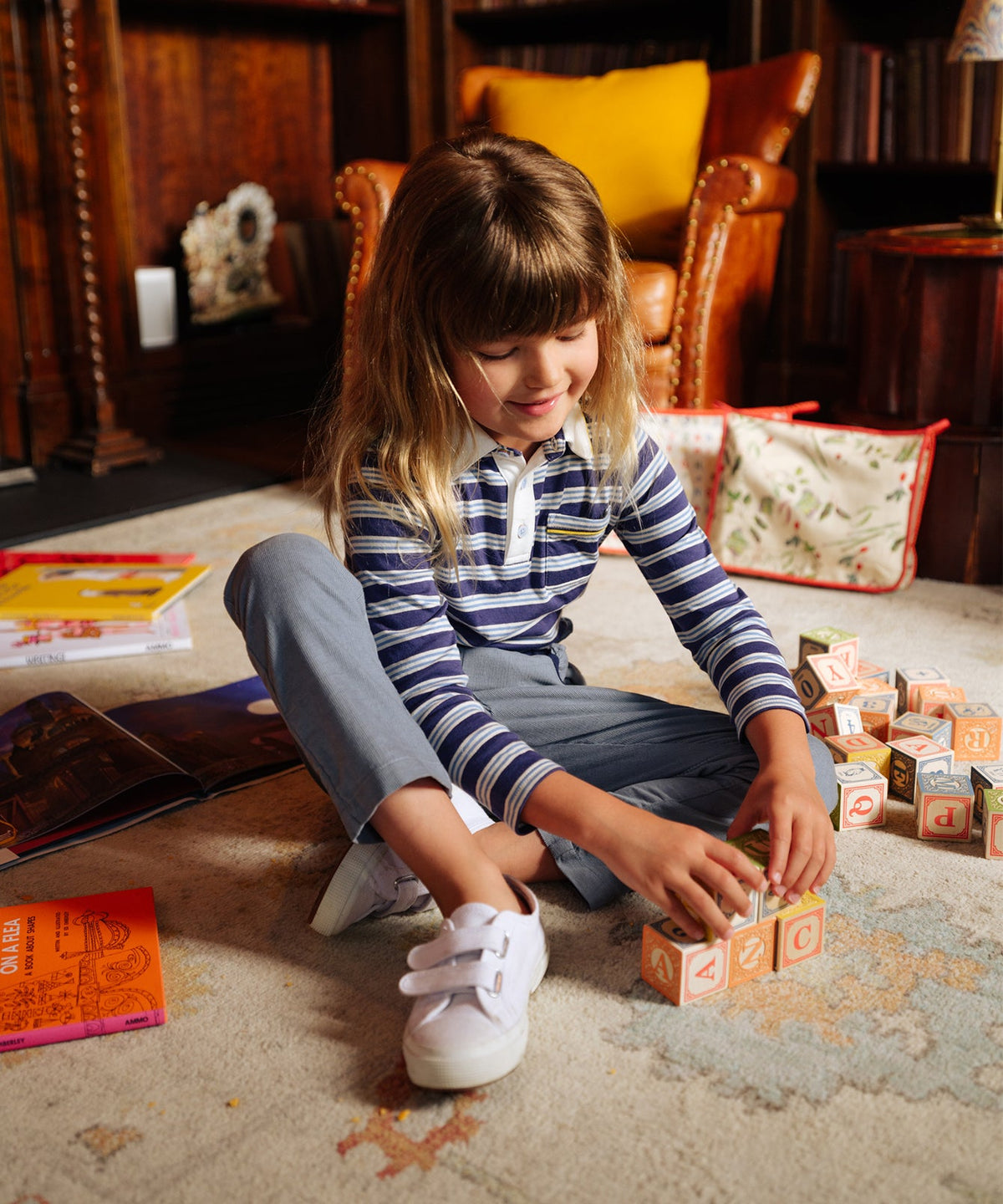 Parker Polo in Navy Twin Stripe