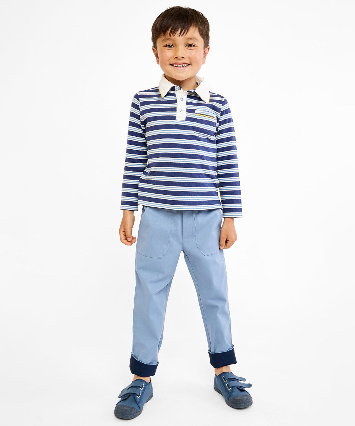 Parker Polo in Navy Twin Stripe