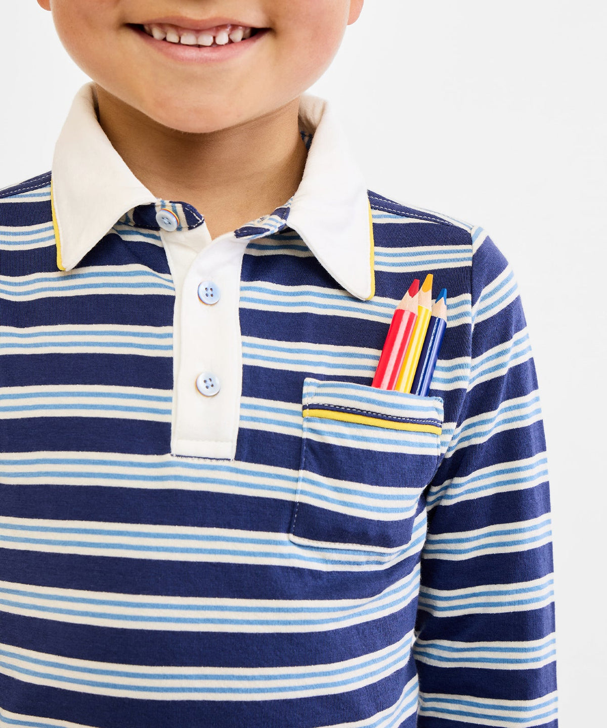 Parker Polo in Navy Twin Stripe