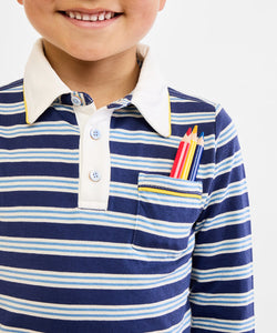 Parker Polo in Navy Twin Stripe