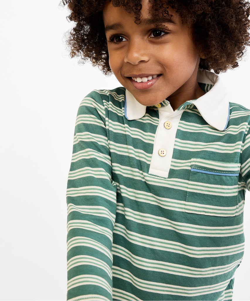 Parker Polo in Pine Twin Stripe